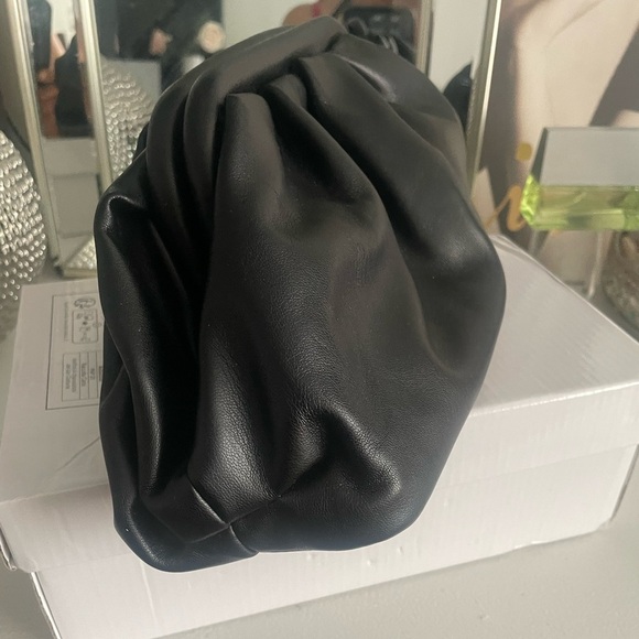 NWNT Black foux Leather Bag with Crescent Shape and shoulder strap - Picture 2 of 4